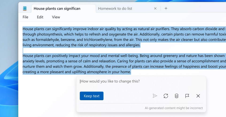 Microsoft Notepad тепер може створювати тексти за допомогою генеративного штучного інтелекту