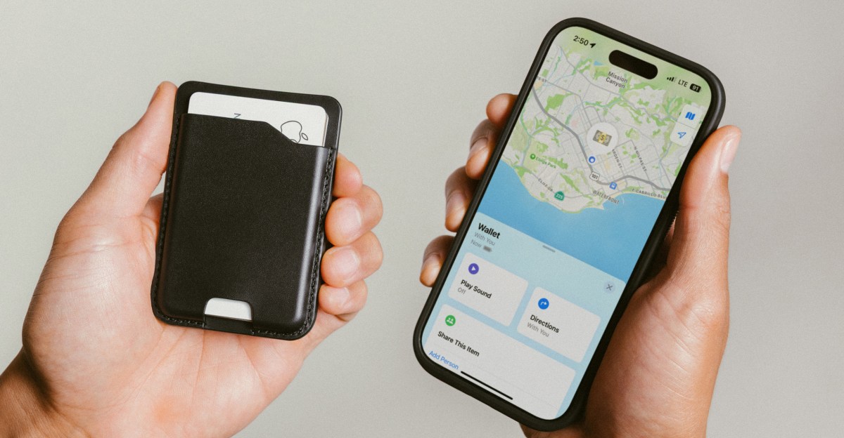 Частина безкоштовного гаманця Nomad з системою MagSafe містить картку для відстеження