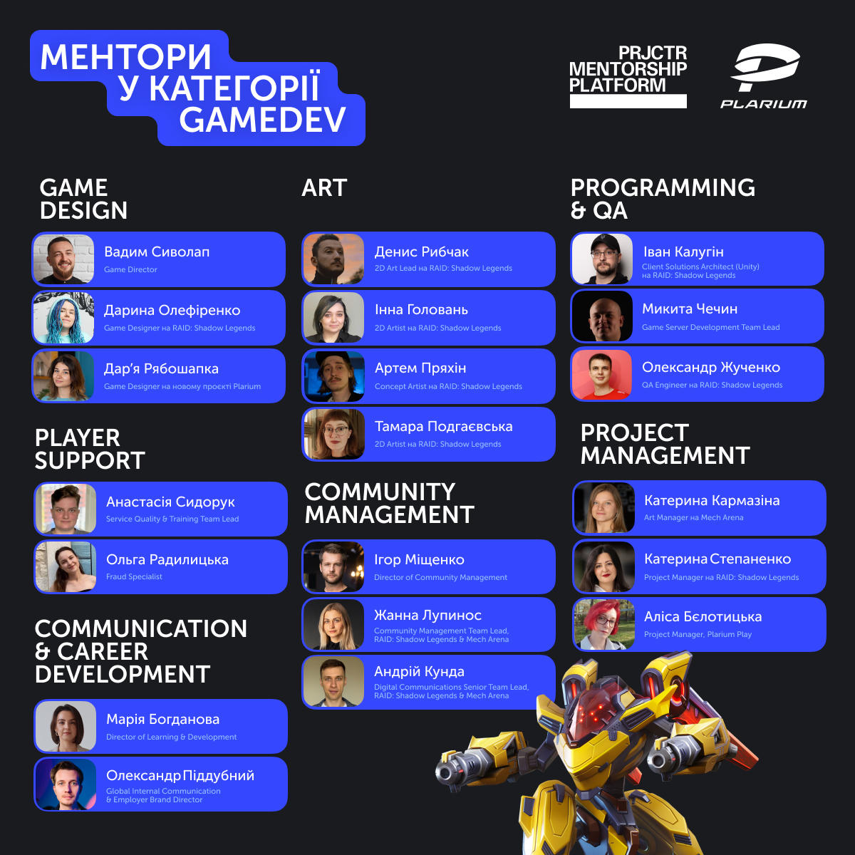 Plarium організував менторські сесії для розробників з благодійними донатами у форматі 60-хвилинної бесіди