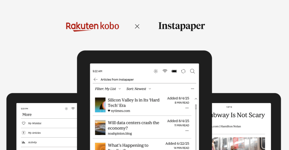 Kobo замінює Pocket на Instapaper в своїх електронних читалках у безкоштовному оновленні